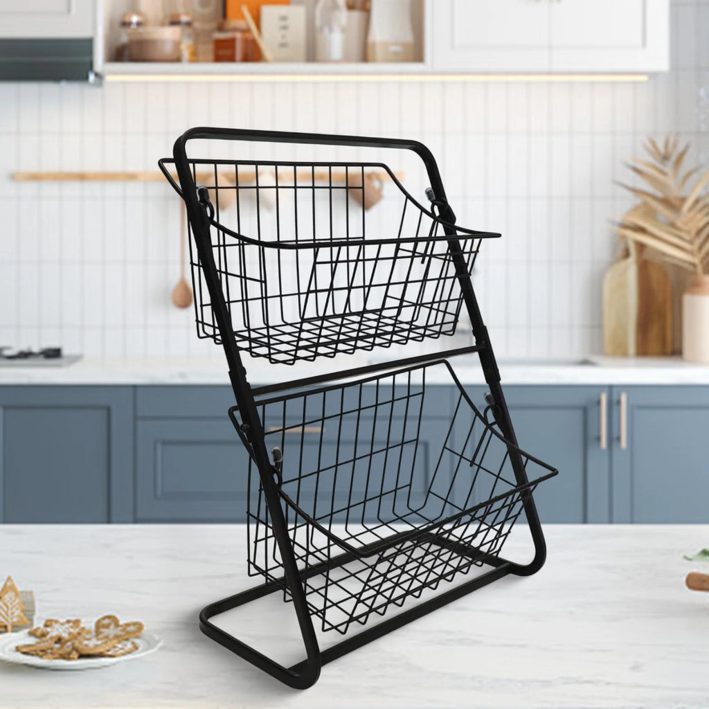 Kitchen Organizer 2 Tier Storage Rack Easy To Clean Material Maximized Countertop Space For Pantry Organization