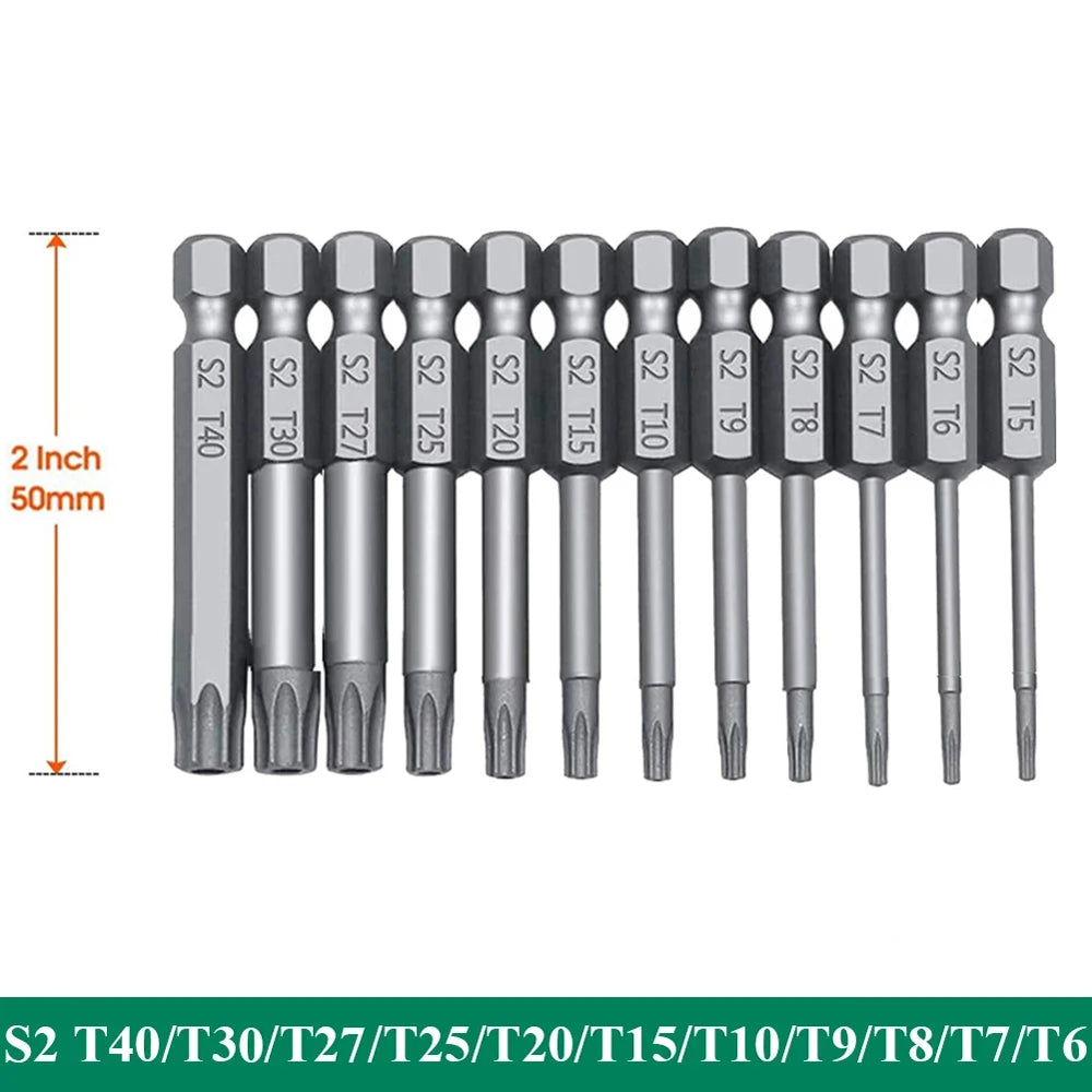 11 PCS  Torx Security Bit Set S2 Steel Magnetic Security Screwdriver Set 50/100mm Star Screwdriver Set for Shark Vacuum T6-T40