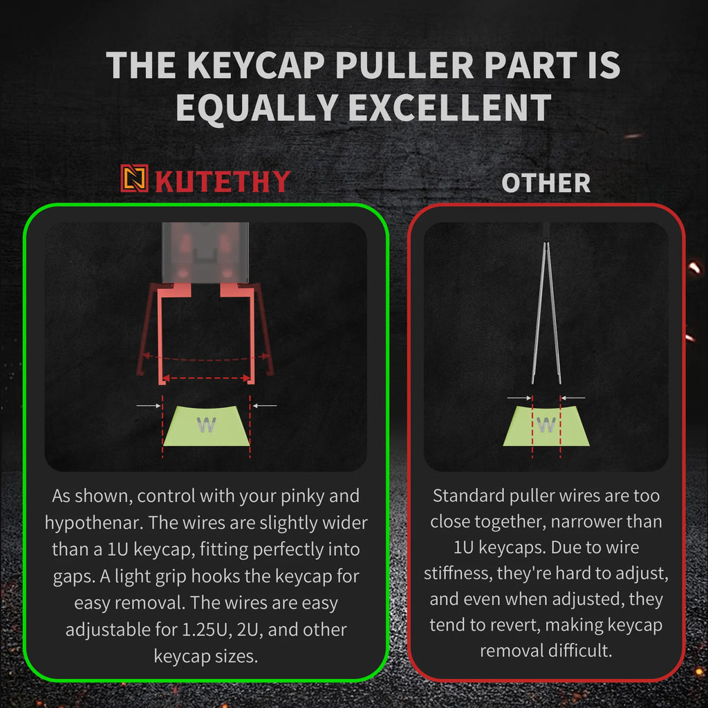 DIY Keyboard Tool Kit: Complete set of keycap and switch removal tools, aluminum alloy surface treatment for quick disassembly.