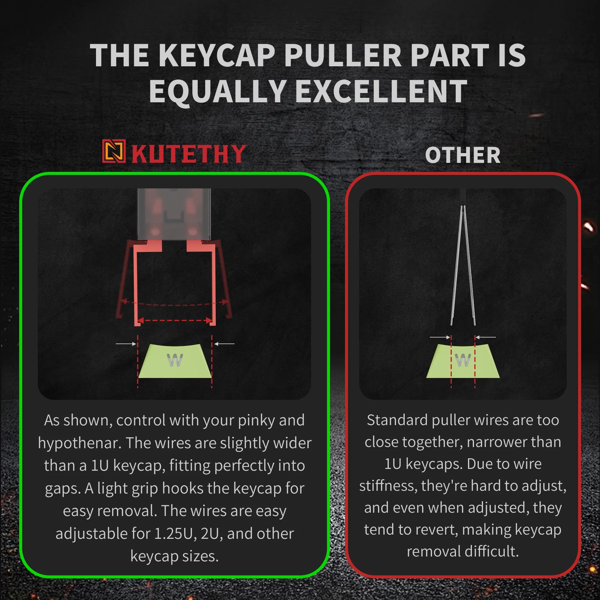 DIY Keyboard Tool Kit: Complete set of keycap and switch removal tools, aluminum alloy surface treatment for quick disassembly.