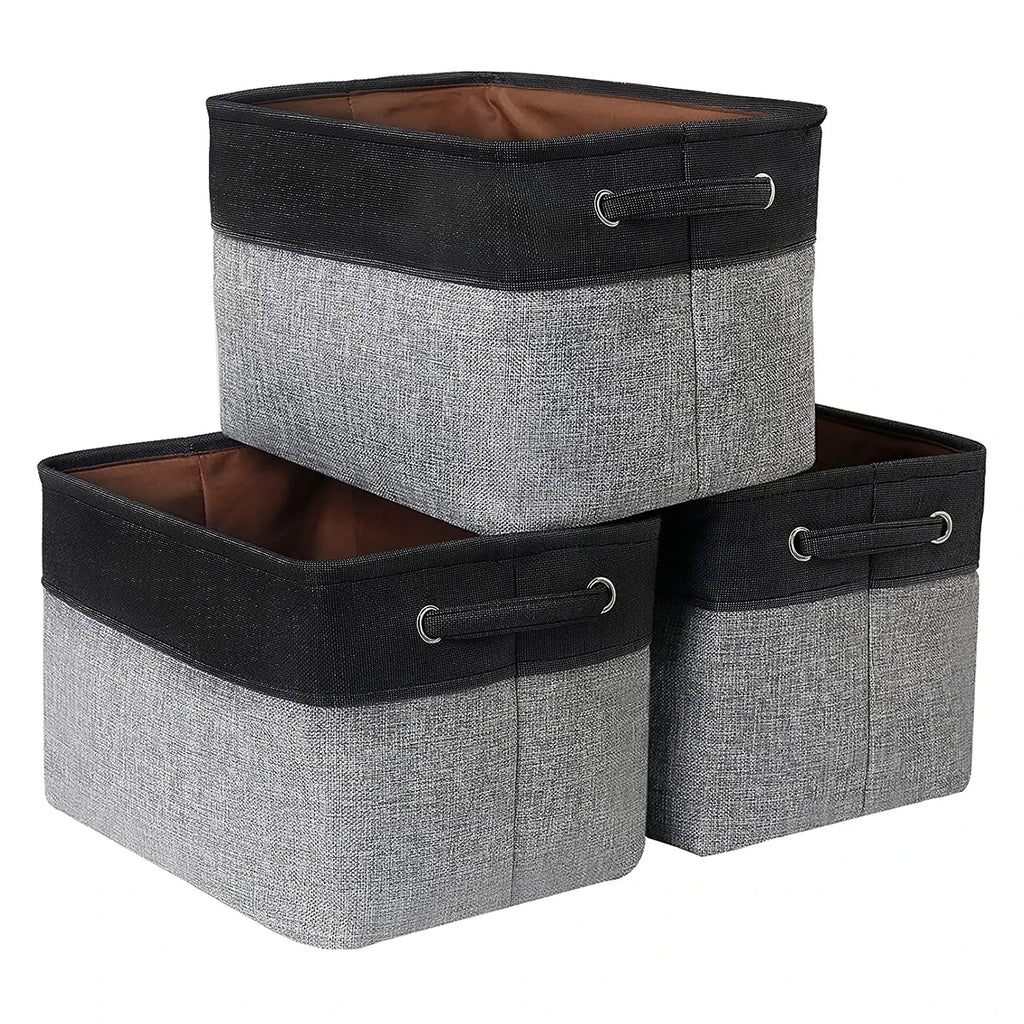 1 Pcs Foldable Storage Bins Sturdy Canvas Fabric Cubic Boxes with Handles Ideal for Home Office Organization