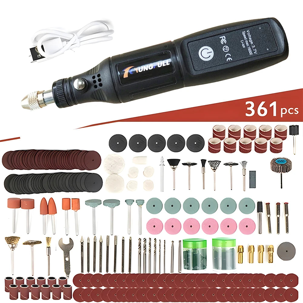Mini Electric Drill USB Wireless Mini Handheld Drill Rotary Tool Woodworking Engraving Pen Dremel Tools for Jewelry Metal Glass