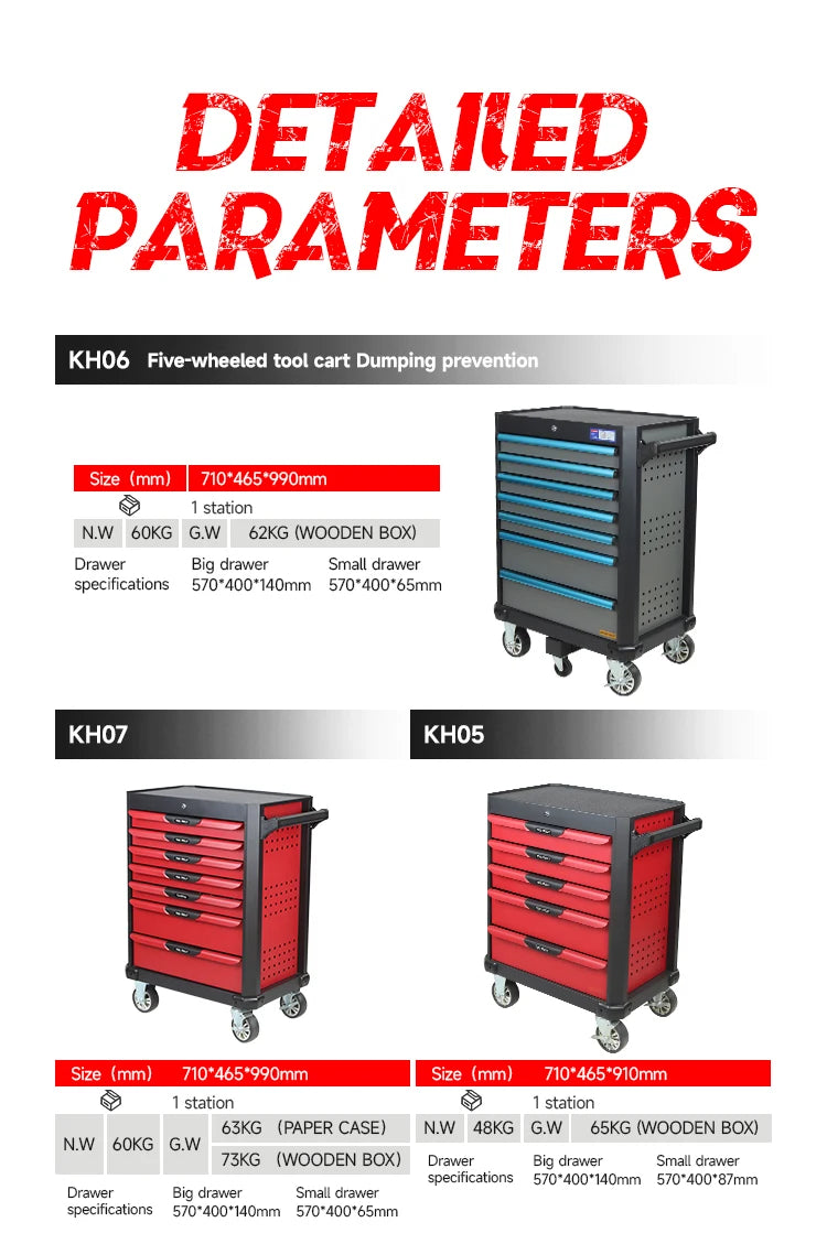 Storage Cabinet Toolbox Drawers Cart Tools Trolley Rolling Tool Cart For Mechanic