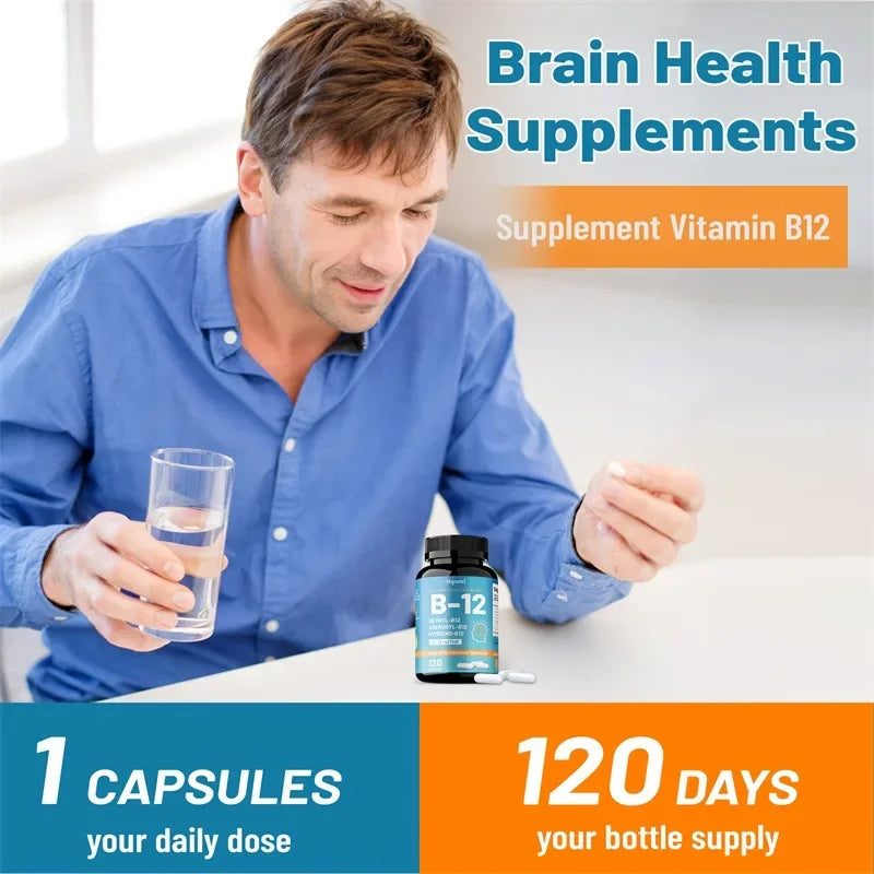 Vitamin B12 - Supports Energy Metabolism, Nervous System, Cell Health, Heart, Immunity and Red Blood Cell Formation