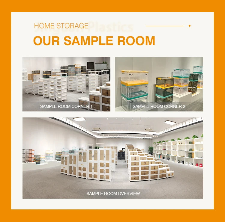 Collapsible Storage Bins With 3 Side Doors Clear Plastic Folding Storage Boxes With Lid Home Office Organization