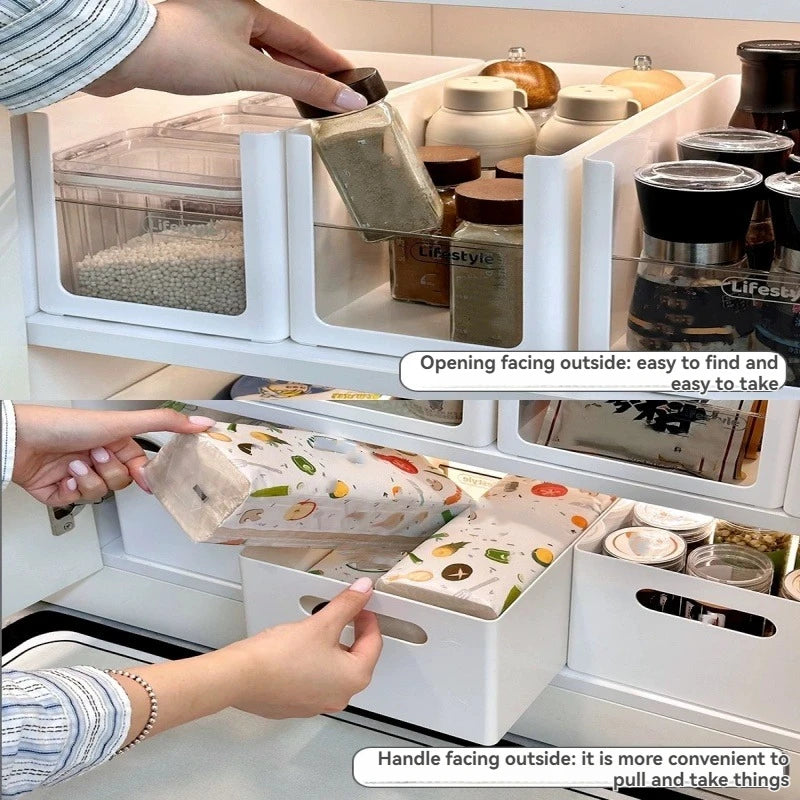 Kitchen Cabinet Organization Can Be Freely Combined with Dishes and Condiments, Thickened Storage Box, Drawer Storage Box
