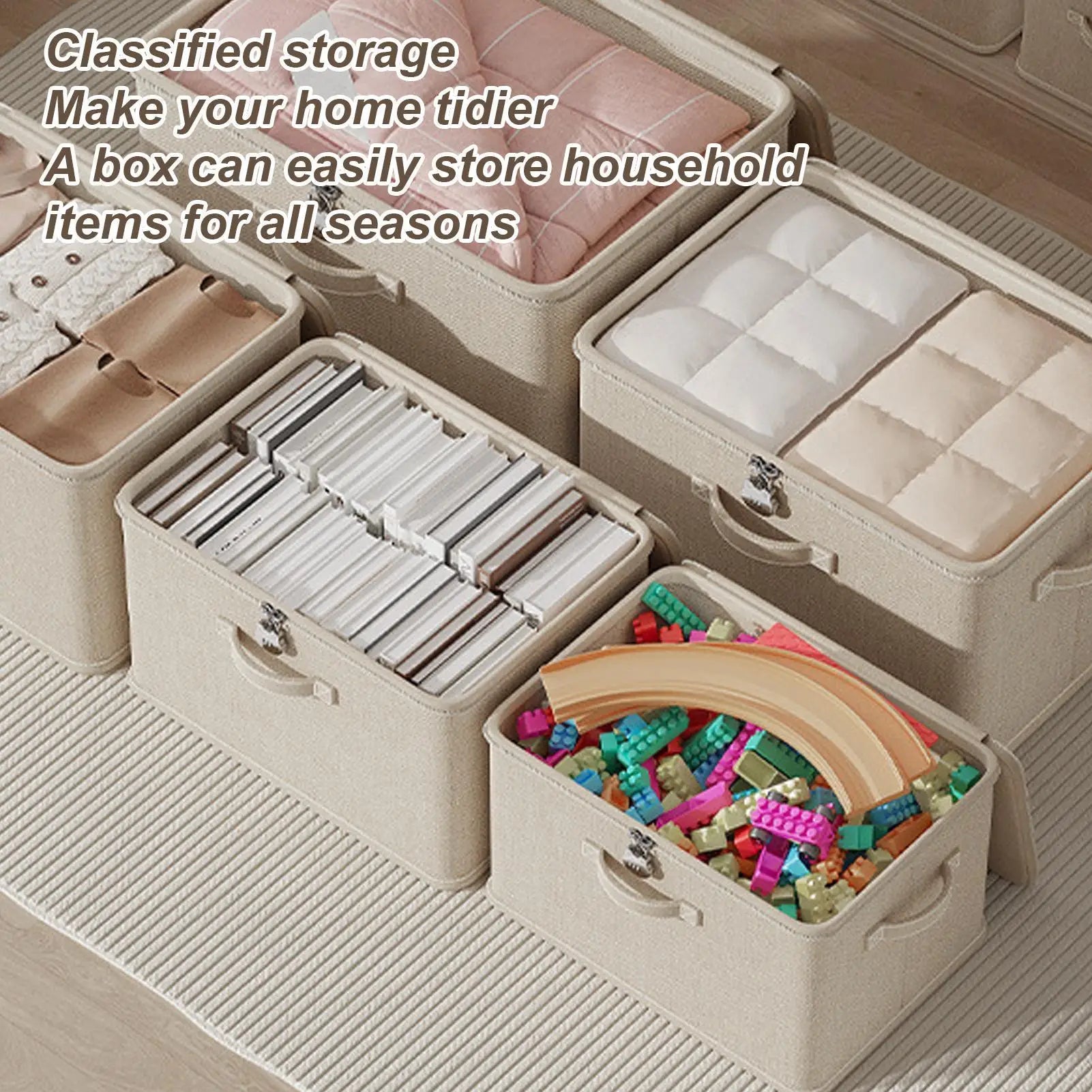 Locking Organizing Bin Secure Stackable odor Proof Storage Container with Handle Locking Organizing Washable Shelf Baskets