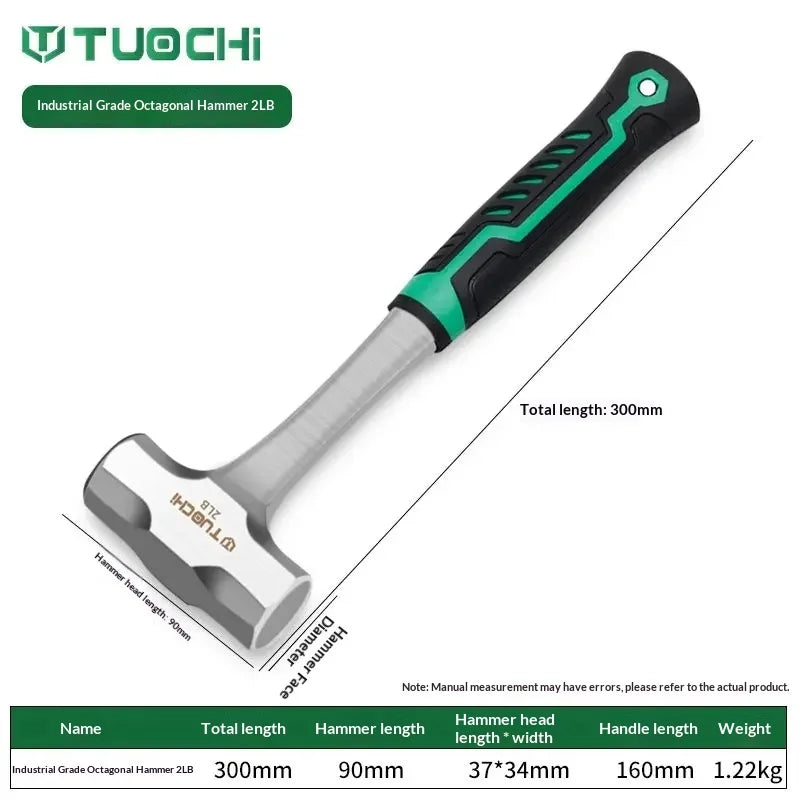 Sledgehammer Octagonal Hammer - Large Solid Earthquake-Proof Iron Hammer for Construction Sites & Demolition, Wall Smashing Tool