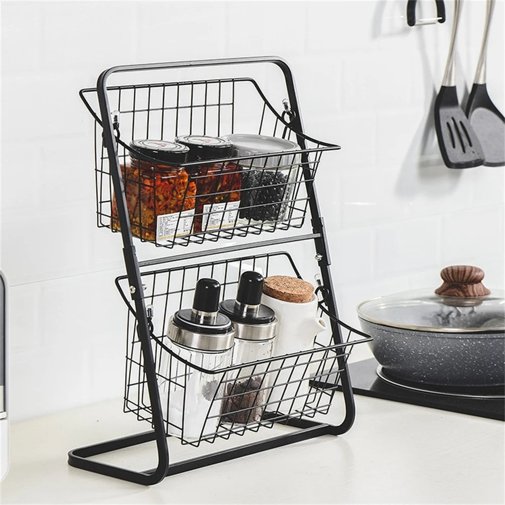 Kitchen Organizer 2 Tier Storage Rack Easy To Clean Material Maximized Countertop Space For Pantry Organization