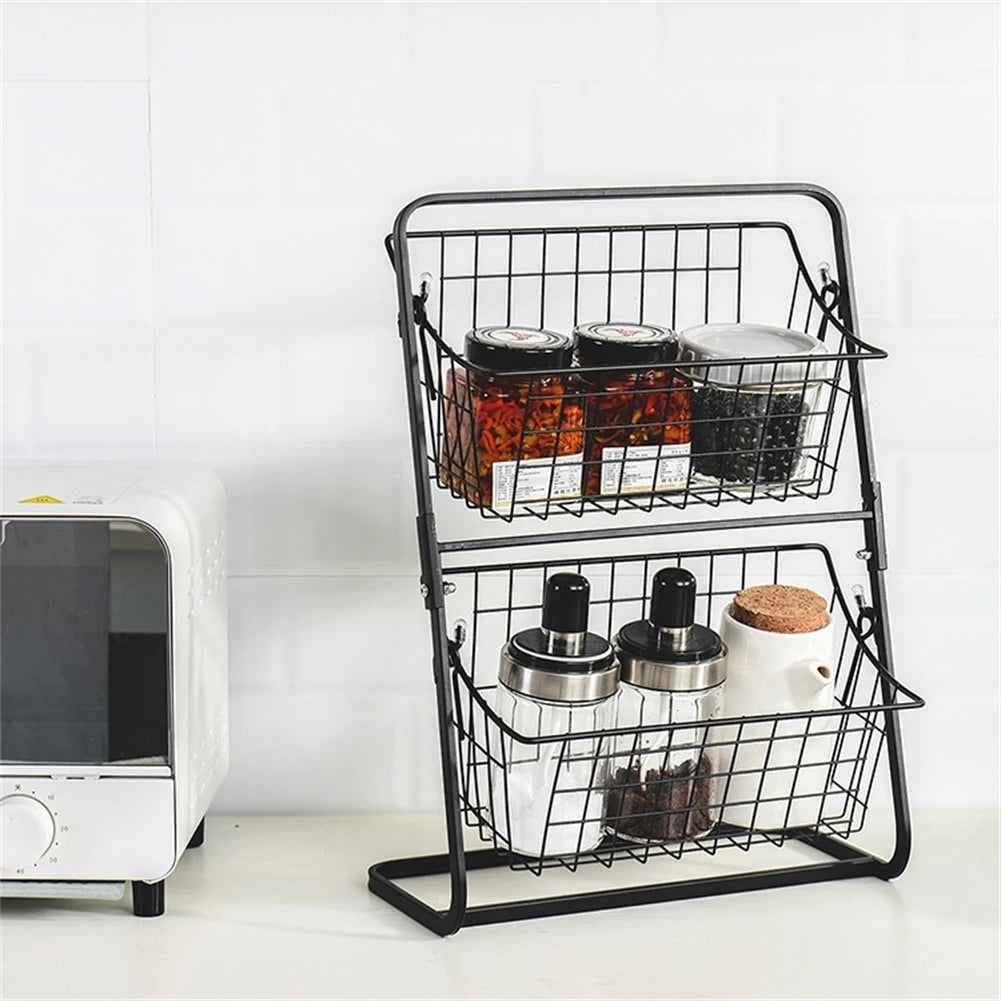 Kitchen Organizer 2 Tier Storage Rack Easy To Clean Material Maximized Countertop Space For Pantry Organization