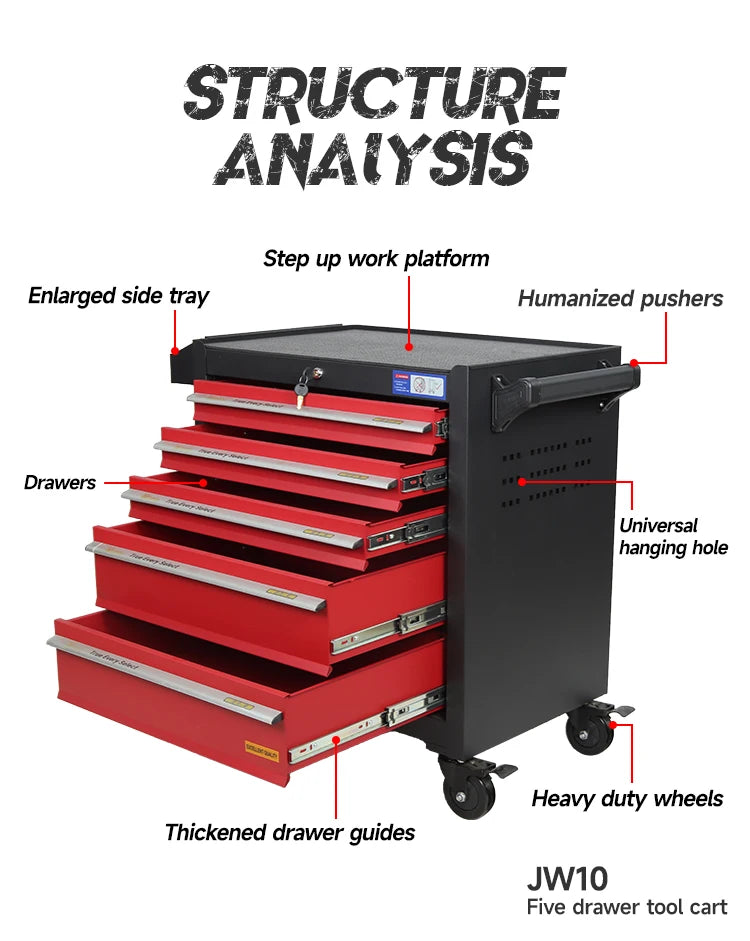 Storage Cabinet Toolbox Drawers Cart Tools Trolley Rolling Tool Cart For Mechanic