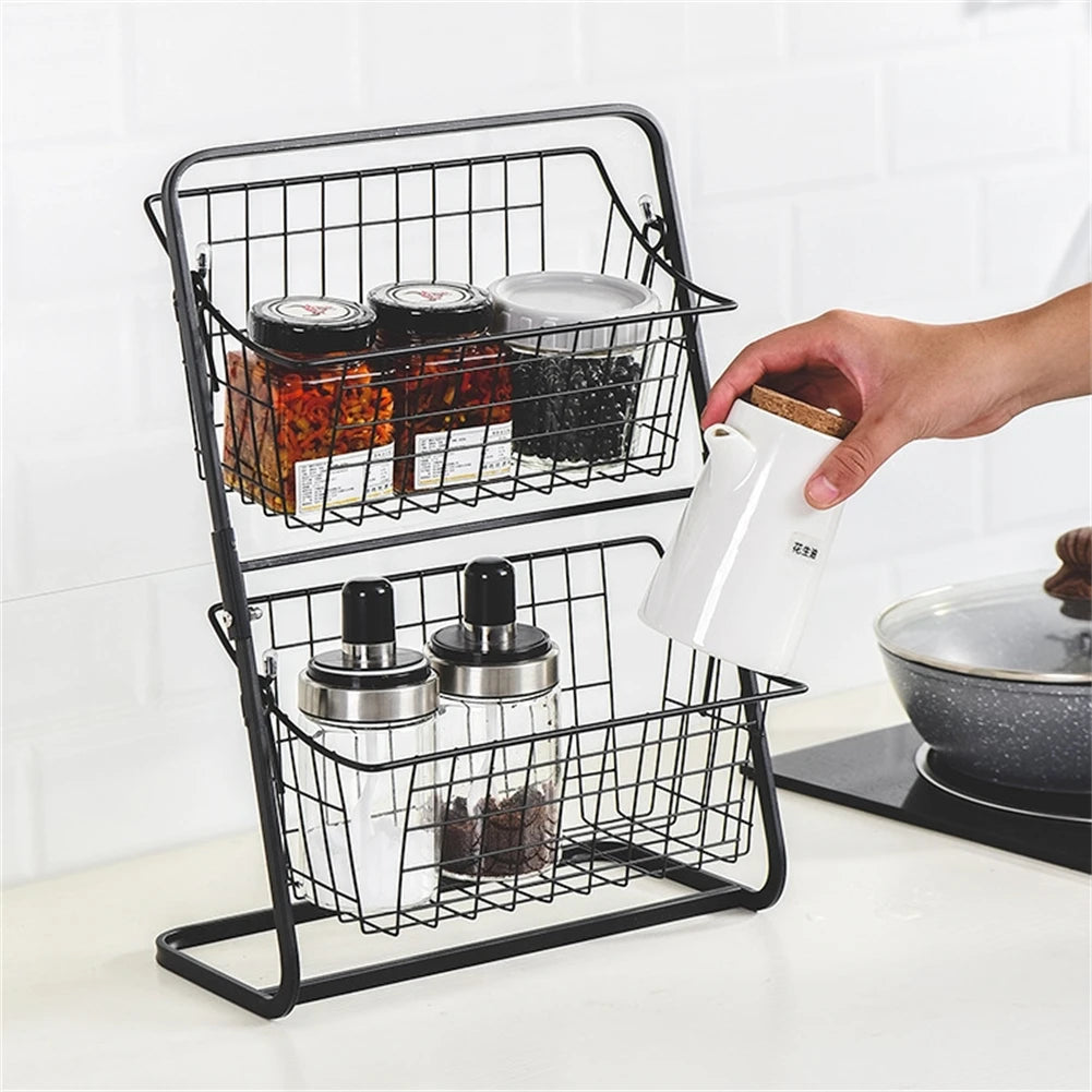 Kitchen Organizer 2 Tier Storage Rack Easy To Clean Material Maximized Countertop Space For Pantry Organization