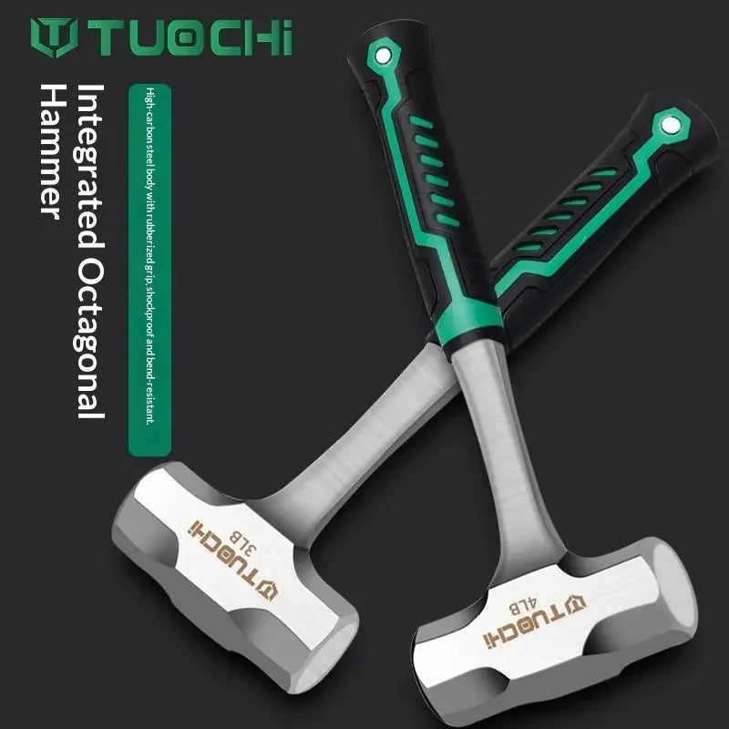 Sledgehammer Octagonal Hammer - Large Solid Earthquake-Proof Iron Hammer for Construction Sites & Demolition, Wall Smashing Tool