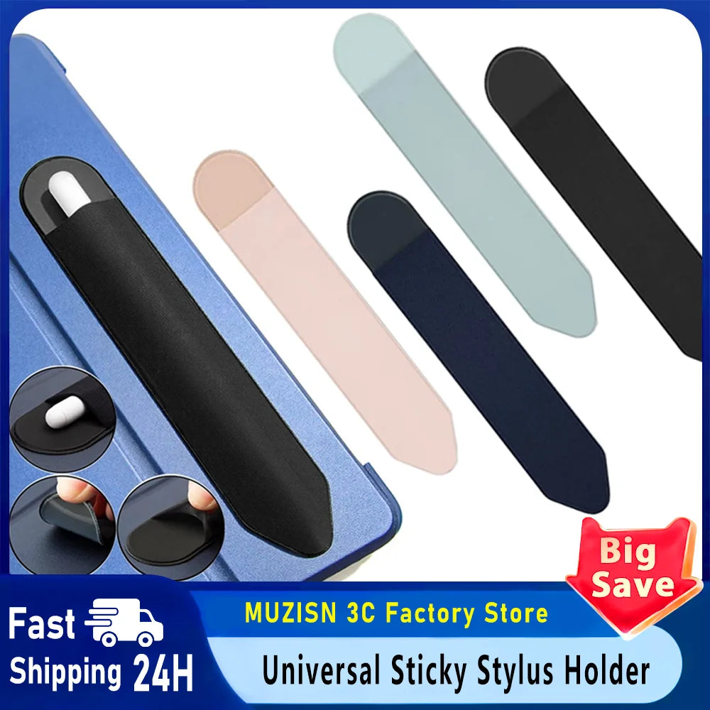 Universal Sticky Stylus Holder, Self-Adhesive Sleeve Pouch for Apple iPad Pencil 1/2, Attached Pen Bag Holder
