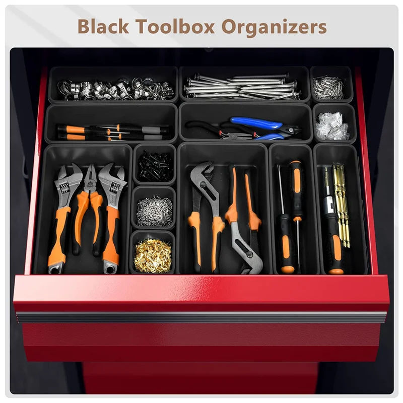 B84B-Garage Organization Set 48Pcs Tool Box Organizer Hardware Tool Tray Chest Drawer Work Storage Box Divider System