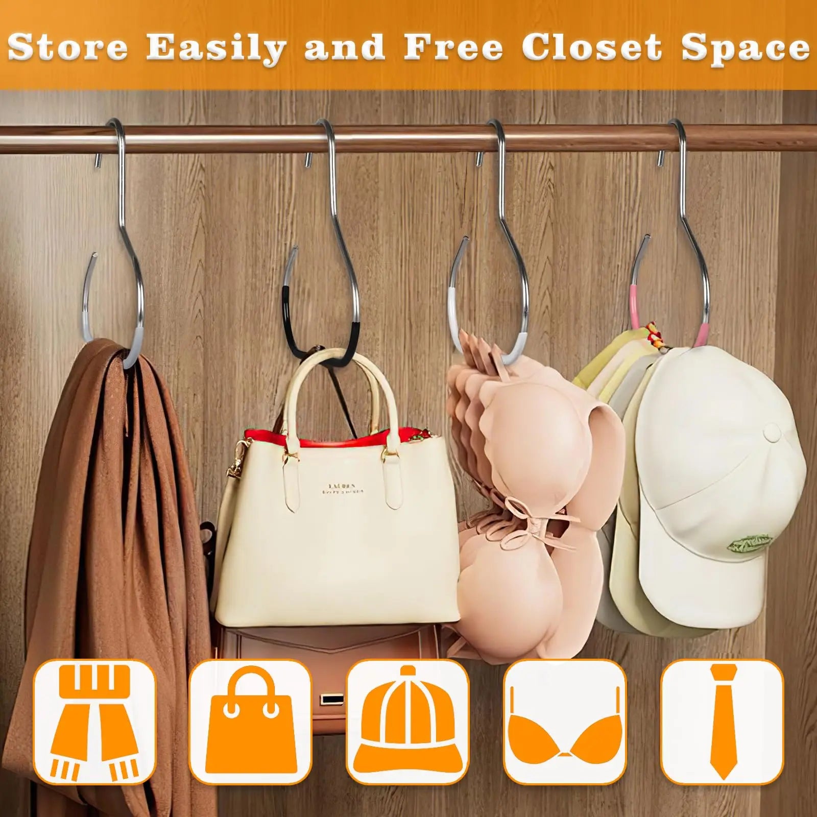 5pcs Simple Hat Storage Hooks Metal Material for Scarf Organization Belt Organization Bra Organizer Bag Storage