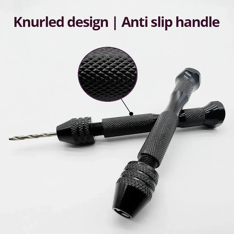 Mini Tool Set with Black Hand Twist Drill 10Pcs Fried Dough Twists Drill for Woodworking Drilling Rotary Wood Holes Tools