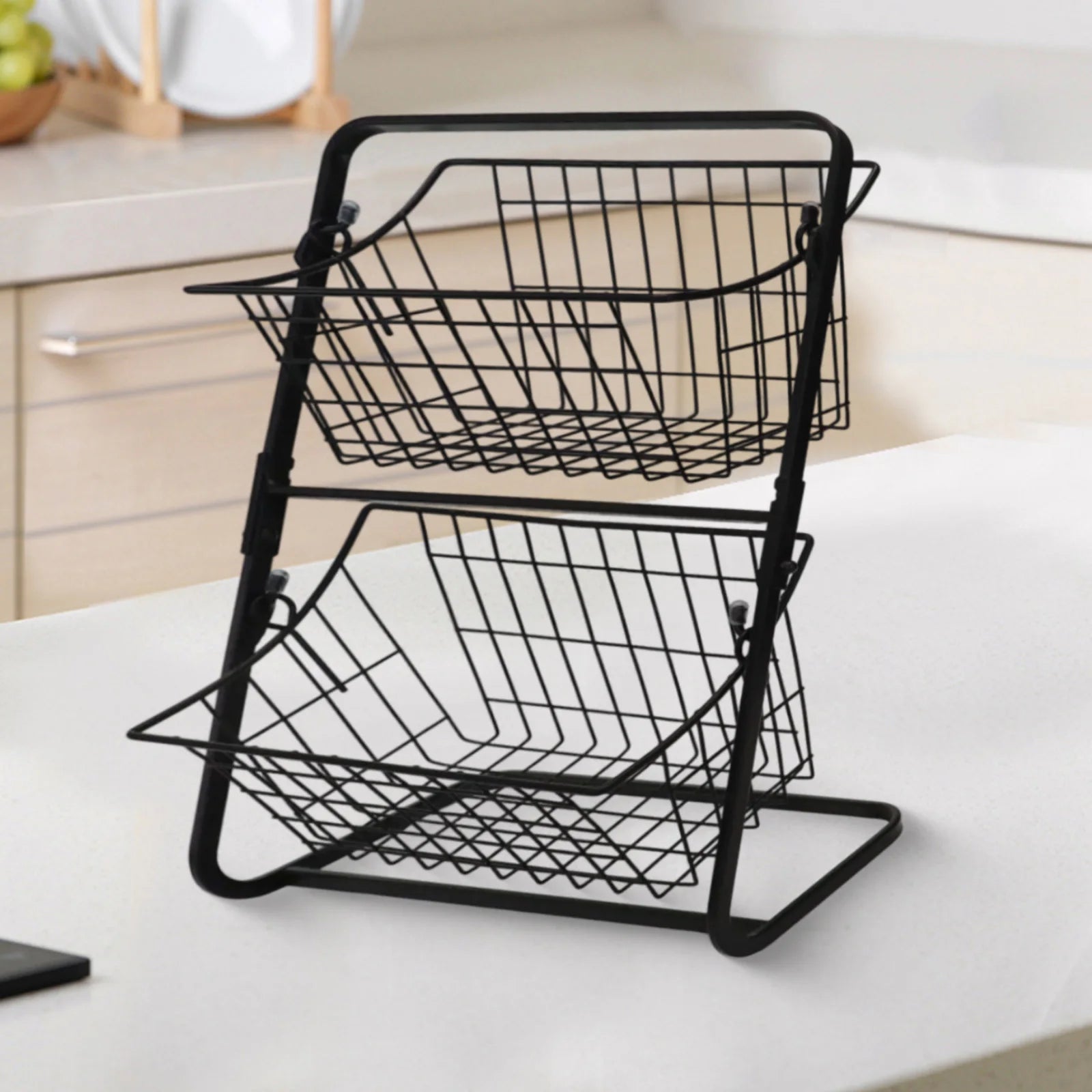Kitchen Organizer 2 Tier Storage Rack Easy To Clean Material Maximized Countertop Space For Pantry Organization