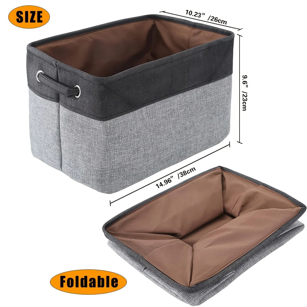 1 Pcs Foldable Storage Bins Sturdy Canvas Fabric Cubic Boxes with Handles Ideal for Home Office Organization