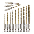 Hexagonal Handle 13pc Titanium Plated Twist Drill 1.5-6.5mm Electric Drill Driver Drilling Air Screwdriver Tool Accessory Set