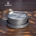 Titanium Pot And Frying Pan Combination 2 Piece Set Outdoor Large Camping Cookware With Folding Handle For Travel Bushcraft