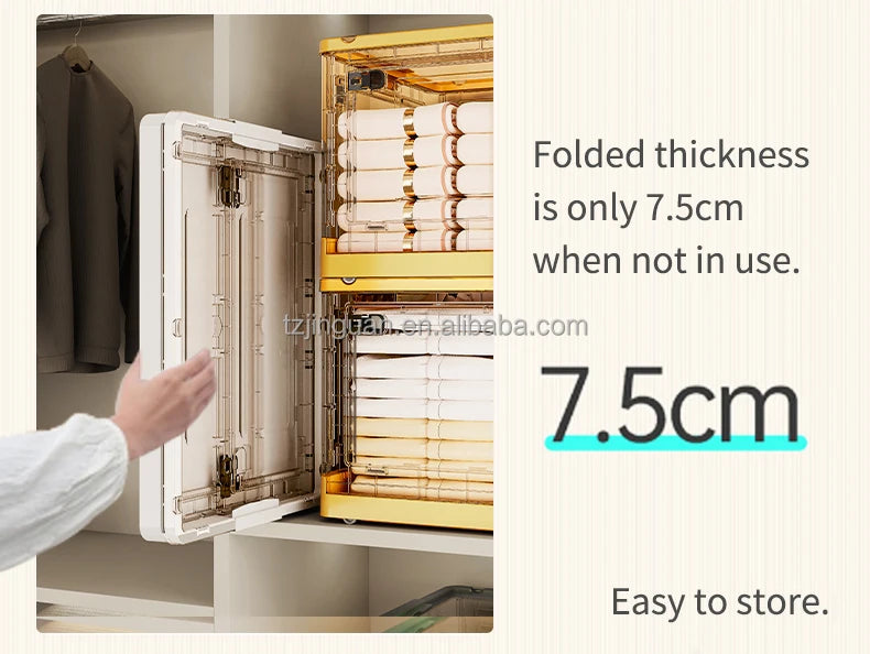 Collapsible Storage Bins With 3 Side Doors Clear Plastic Folding Storage Boxes With Lid Home Office Organization